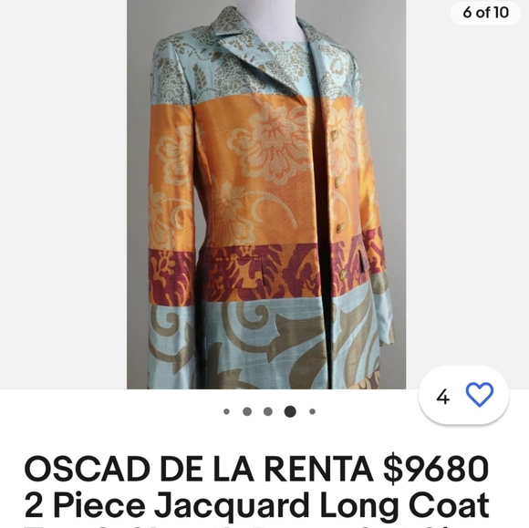 Oscar de la Renta Trench Coat Floral Print AND matching dress - Picture 3 of 8